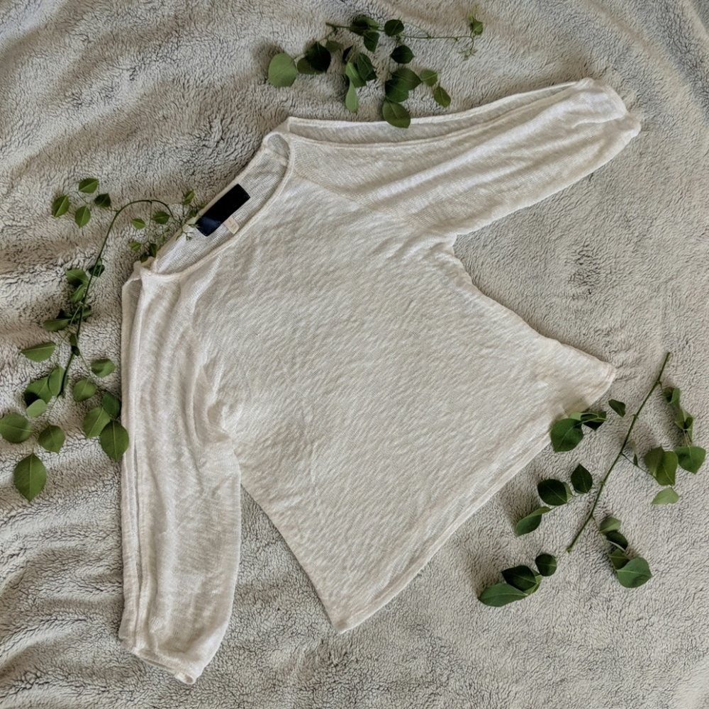 White Sweater with Arm Cut-Outs